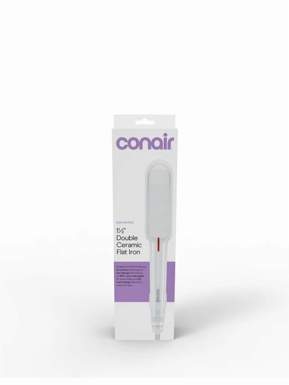 Conair Double Ceramic 1/2 Inch Flat Iron White & Purple